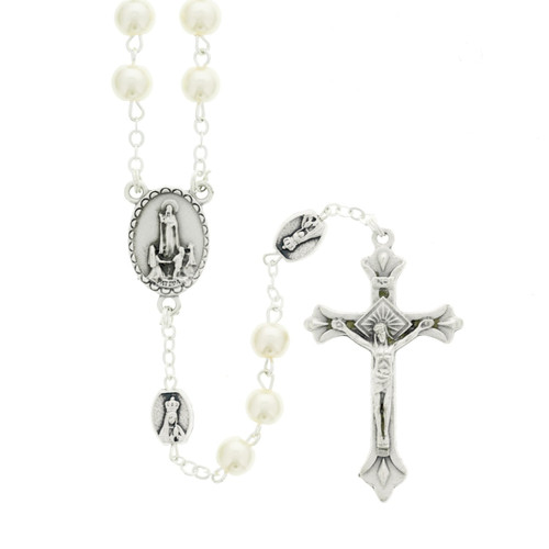 Our Lady of Fatima Cream Beaded Rosary