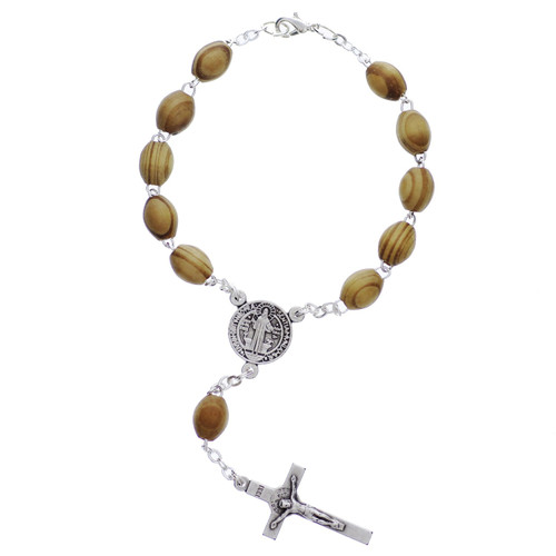 St. Benedict Mahogany Red Wood Bead Rosary