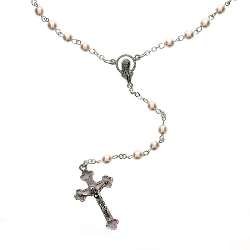 Pink Pearlized Baby Rosary
