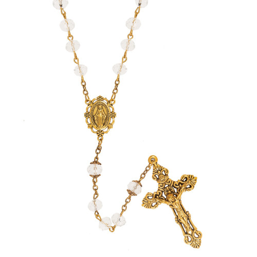 Crystal & Antique Gold Rosary