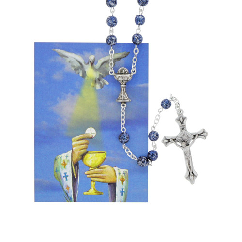 Blue Speckled First Communion Rosary