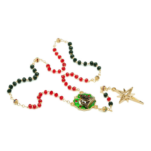 Glass Wreath & Star Christmas Rosary