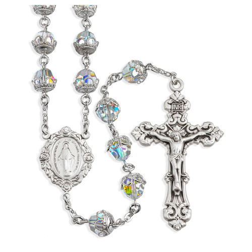 Immaculate Queen Crystal & Silver Rosary