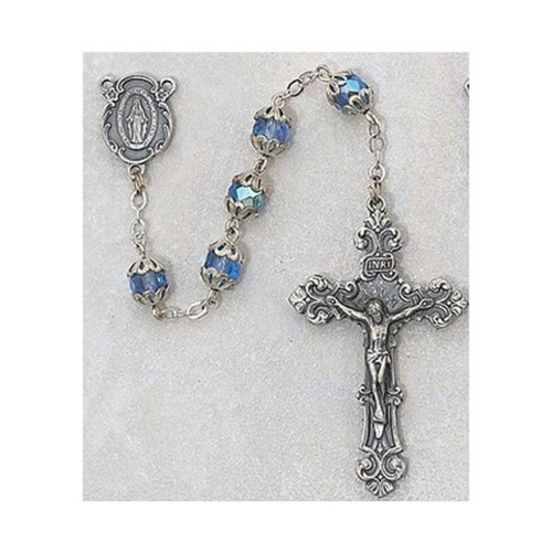 Deluxe Blue Aurora Borealis Capped Rosary