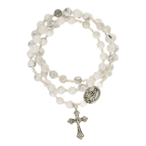Howlite Style Rosary Wrap Bracelet
