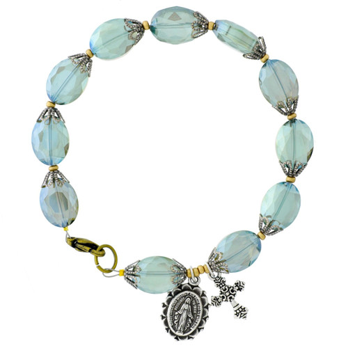 Teal Crystal Rosary Bracelet