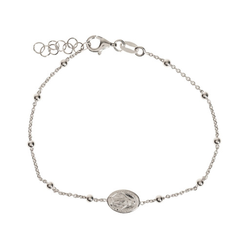 Sterling Silver Rosary Bracelet Swarovski Crystal White Pearl and Hematite  Beads | MONDO CATTOLICO