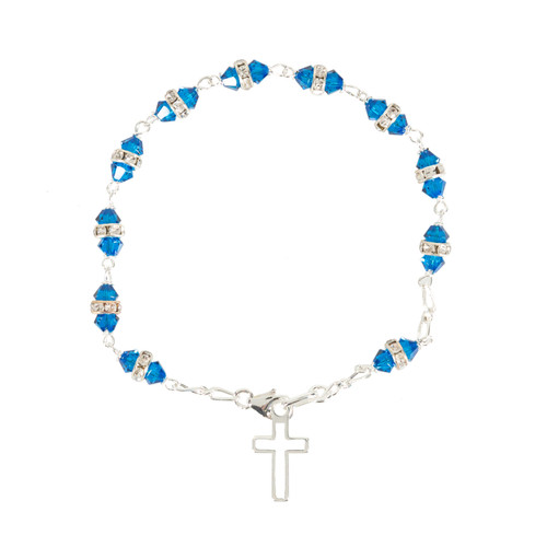 Blue Enamel Miraculous Box w/ Rosary Bracelet