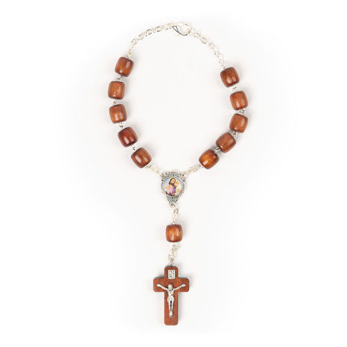 Brown Wood St. Joseph Auto Rosary