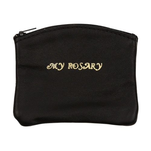 Black Leather Rosary Pouch-Medium