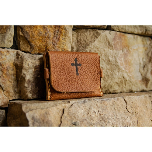 Premium Tan Leather Rosary Pouch