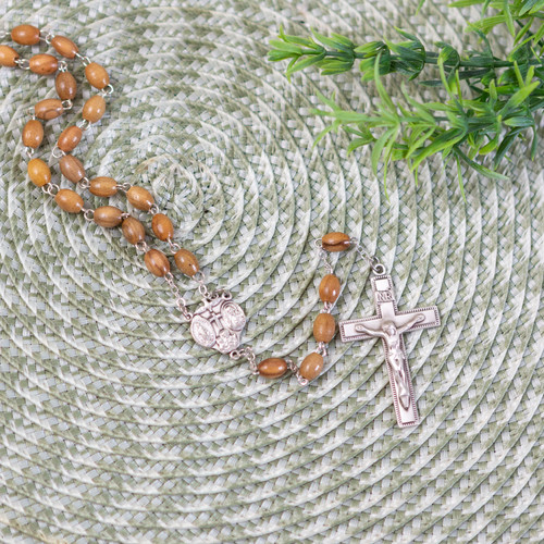 Olive Wood Rosary - SS 4X6MM