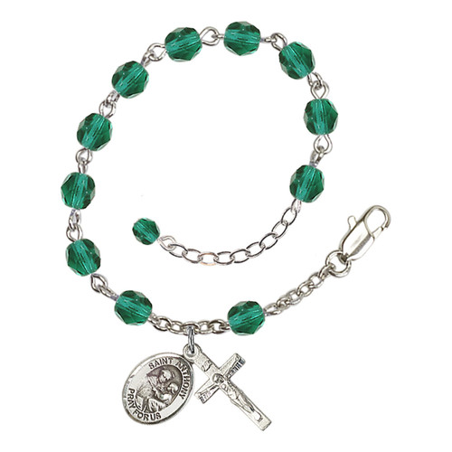 St. Anthony Of Padua Teal December Rosary Bracelet 6mm