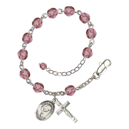 St. Philomena Purple February Rosary Bracelet 6mm