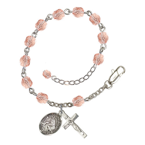 St. Margaret Of Cortona Pink October Rosary Bracelet 6mm