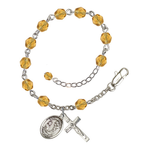 St. Cecilia Yellow November Rosary Bracelet 6mm