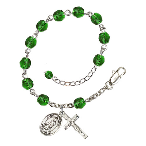 St. Peregrine Laziosi Green May Rosary Bracelet 6mm