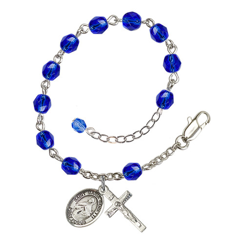 St. Maria Goretti Blue September Rosary Bracelet 6mm
