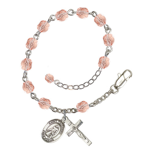 St. Peregrine Laziosi Pink October Rosary Bracelet 6mm