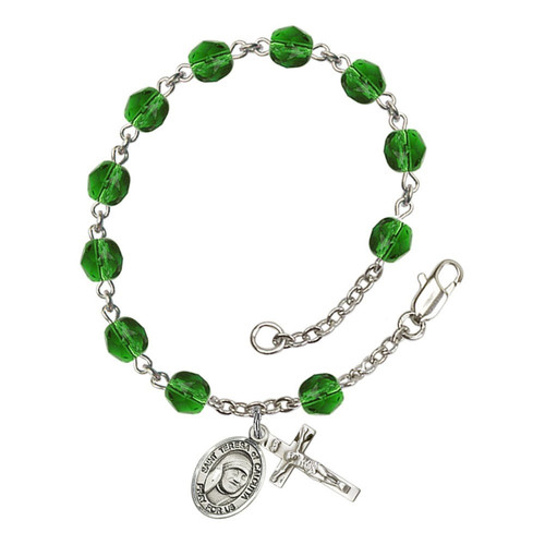 Saint Teresa Of Calcutta Green May Rosary Bracelet 6mm