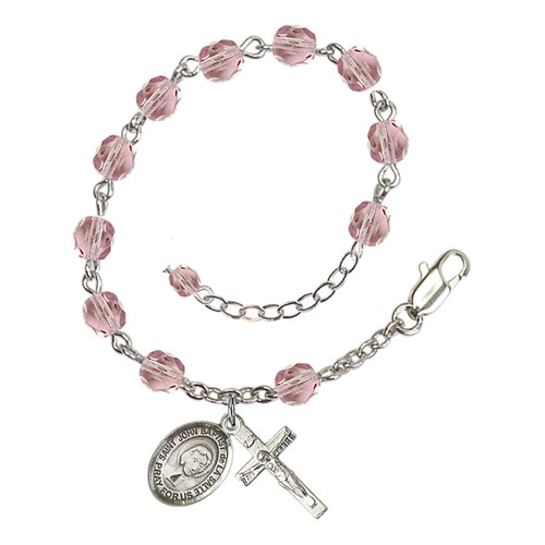 St. John Baptist De La Salle 6mm light purple June Rosary Bracelet