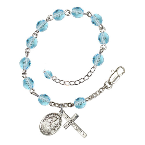 St. Mary Magdalene Aqua Blue March Rosary Bracelet 6mm