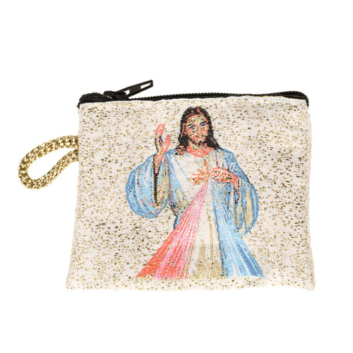 Gold Divine Mercy Rosary Pouch