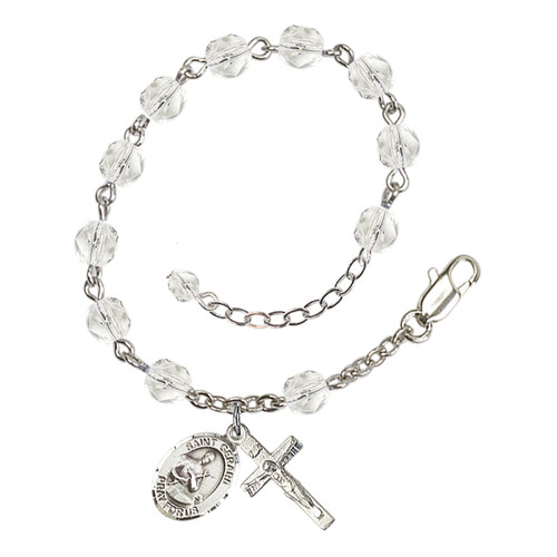 St. Gerard Majella Crystal April Rosary Bracelet 6mm