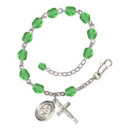 St. Agnes Of Rome Green August Rosary Bracelet 6mm