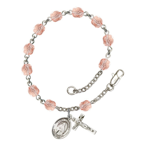 St. Veronica Pink October Rosary Bracelet 6mm