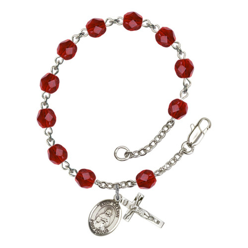 St. Lillian Red July Rosary Bracelet 6mm