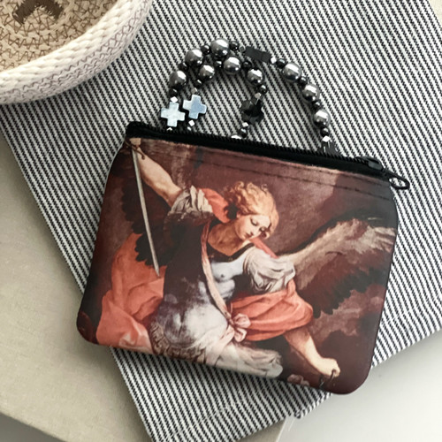 Personalized Saint Michael Rosary Pouch