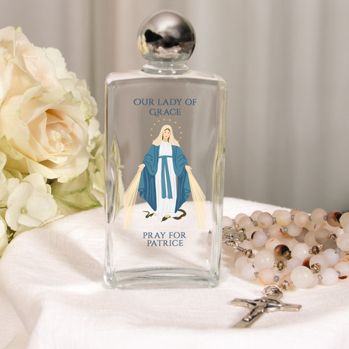 Personalized Our Lady of Grace Holy Water Bottle