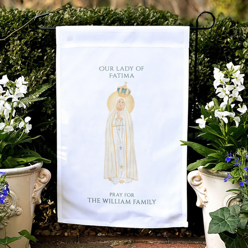 Our Lady of Fatima Personalized Garden Flag