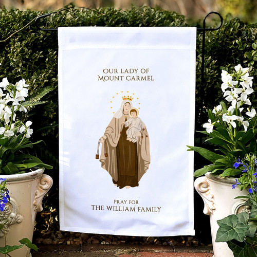 Our Lady of Mount Carmel Personalized Garden Flag