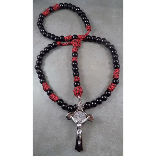 Black Monk Rosary in Red & Black