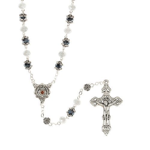 Southwestern Style Hematite & White Crystal Rosary