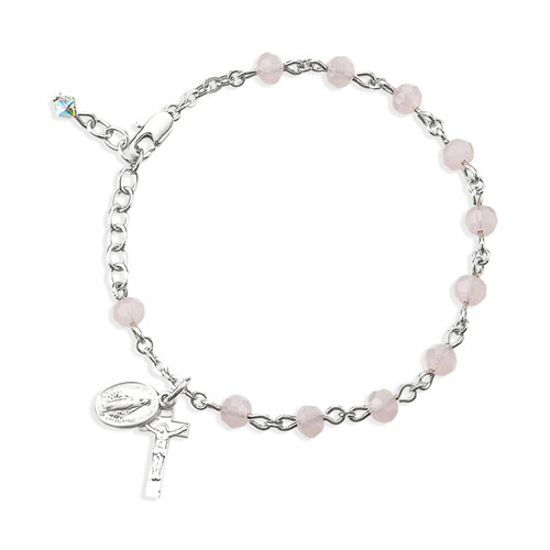 Rose Opal & Austrian Crystal Rosary Bracelet