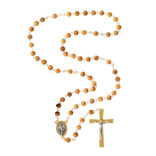 Olive Wood Miraculous Medal Rosary