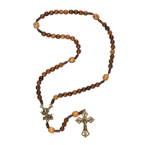 St. Michael Antique Gold & Wood Rosary