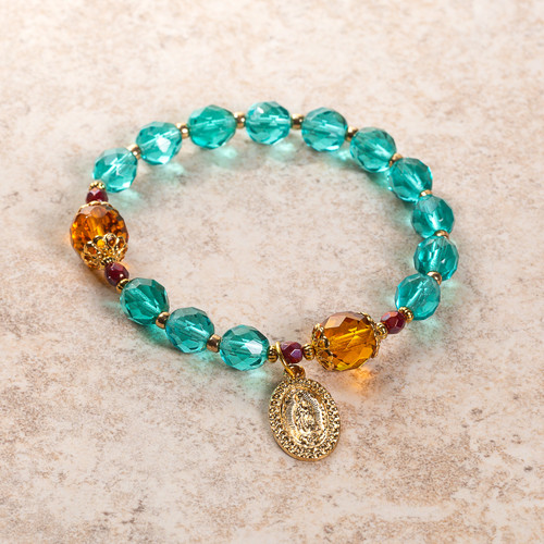 Virgen de Guadalupe Crystal Rosary Bracelet