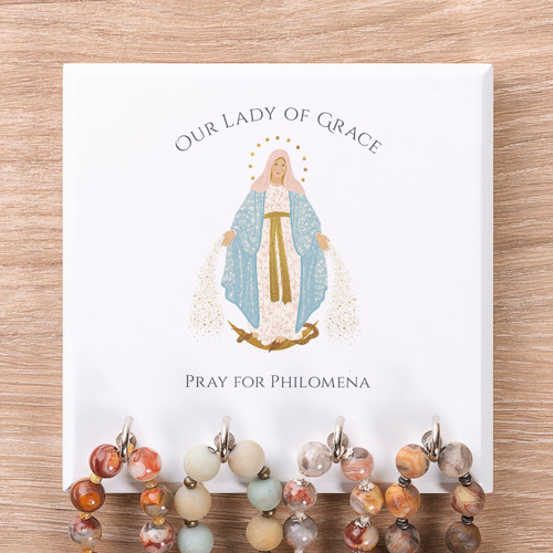 Personalized Our Lady of Grace Rosary Rack