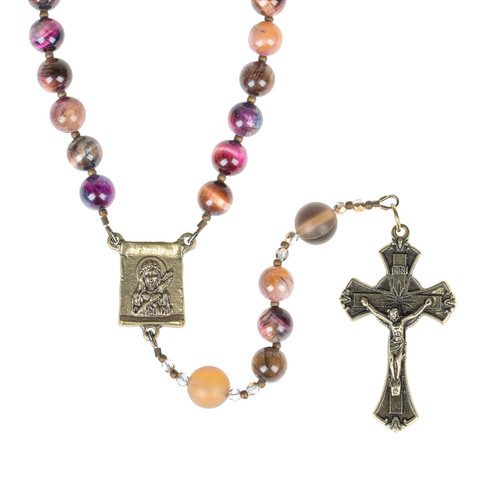 St. Philomena Purple Tiger Eye Rosary