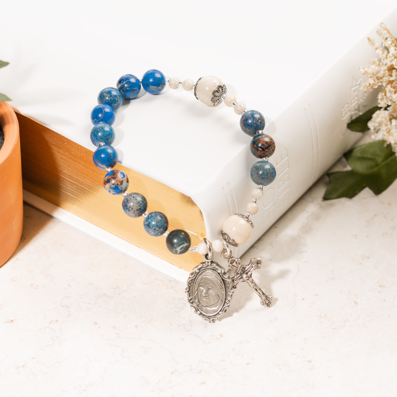 Personalized Heart Rosary Bracelet