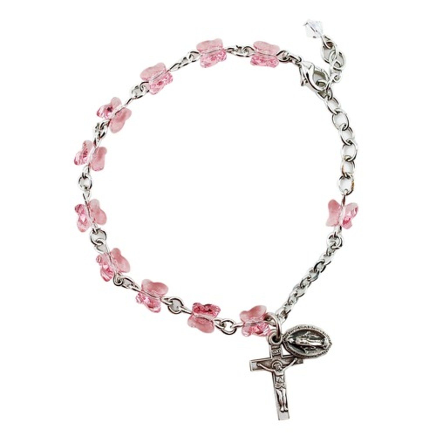 Swarovski Rose Butterfly Rosary Bracelet | Rosary.com™