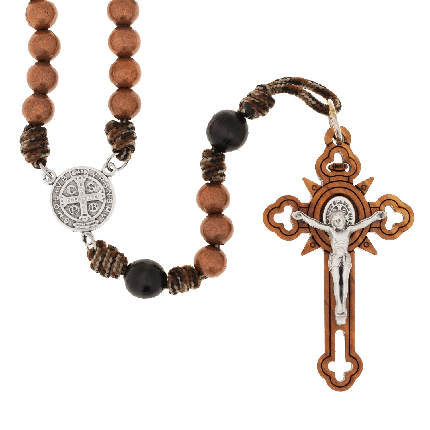 St. Benedict Brown Paracord Rosary