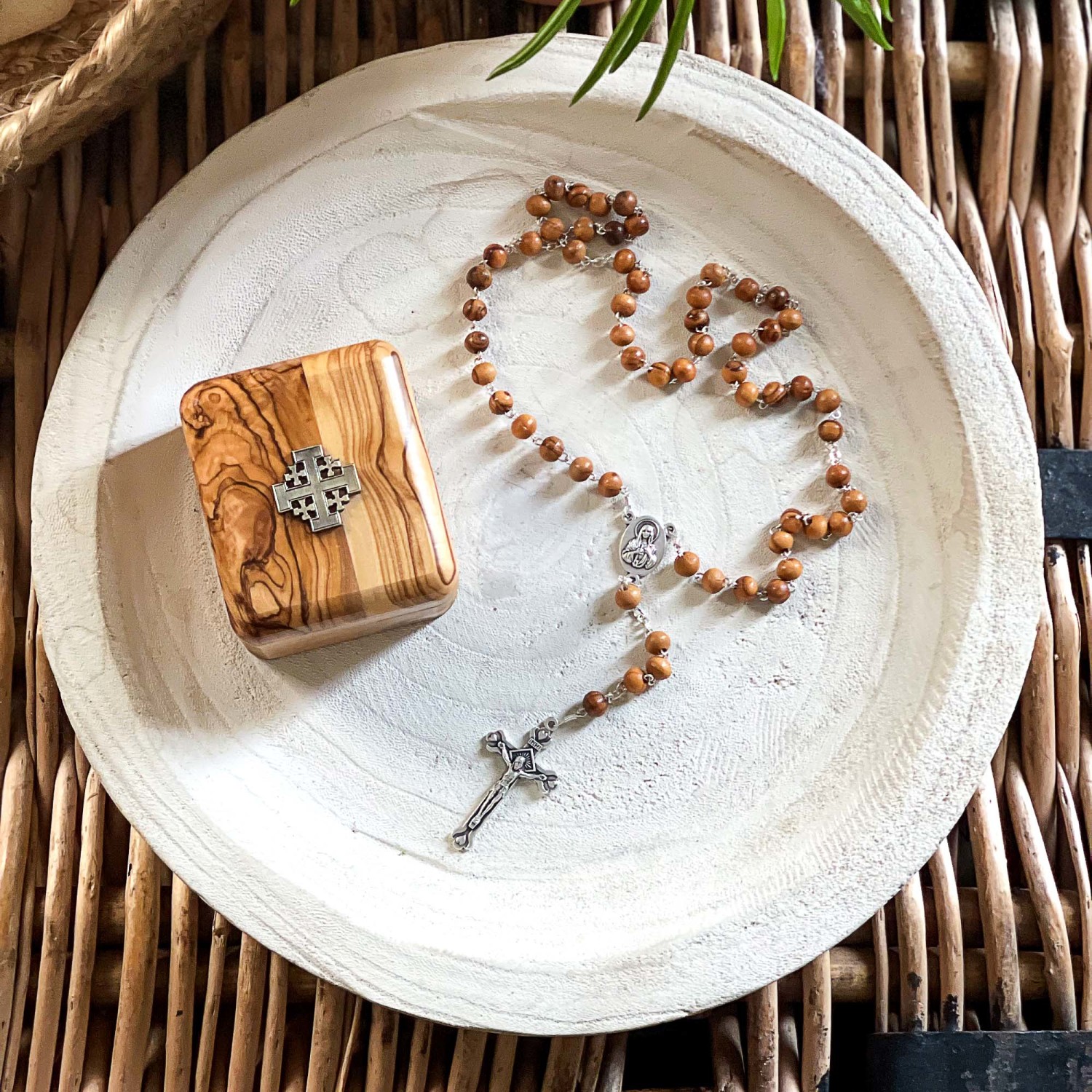 Olive Wood Cord Rosary