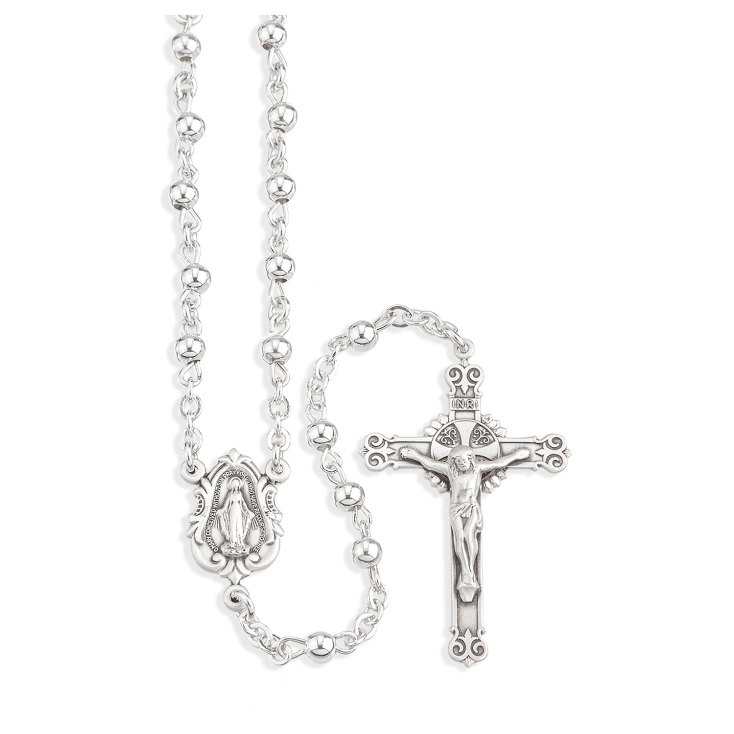 Highly Polished Round Sterling Silver Rosary