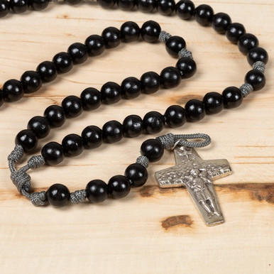 Buy Decade Rosary Bracelet with Pope Francis Cross and Black Cross Beads -  8.5