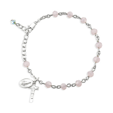 Rose Opal & Austrian Crystal Rosary Bracelet | Rosary.com™